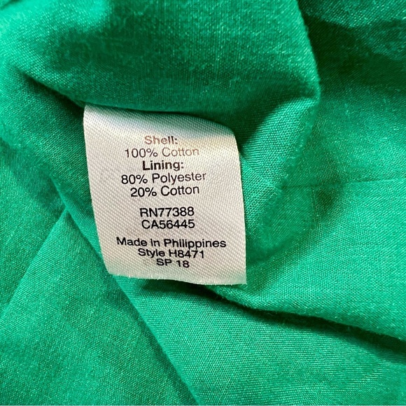 J. Crew Green Cotton V-Neck Circle-Eyelet Lace Dress. Size 12. - Picture 10 of 14